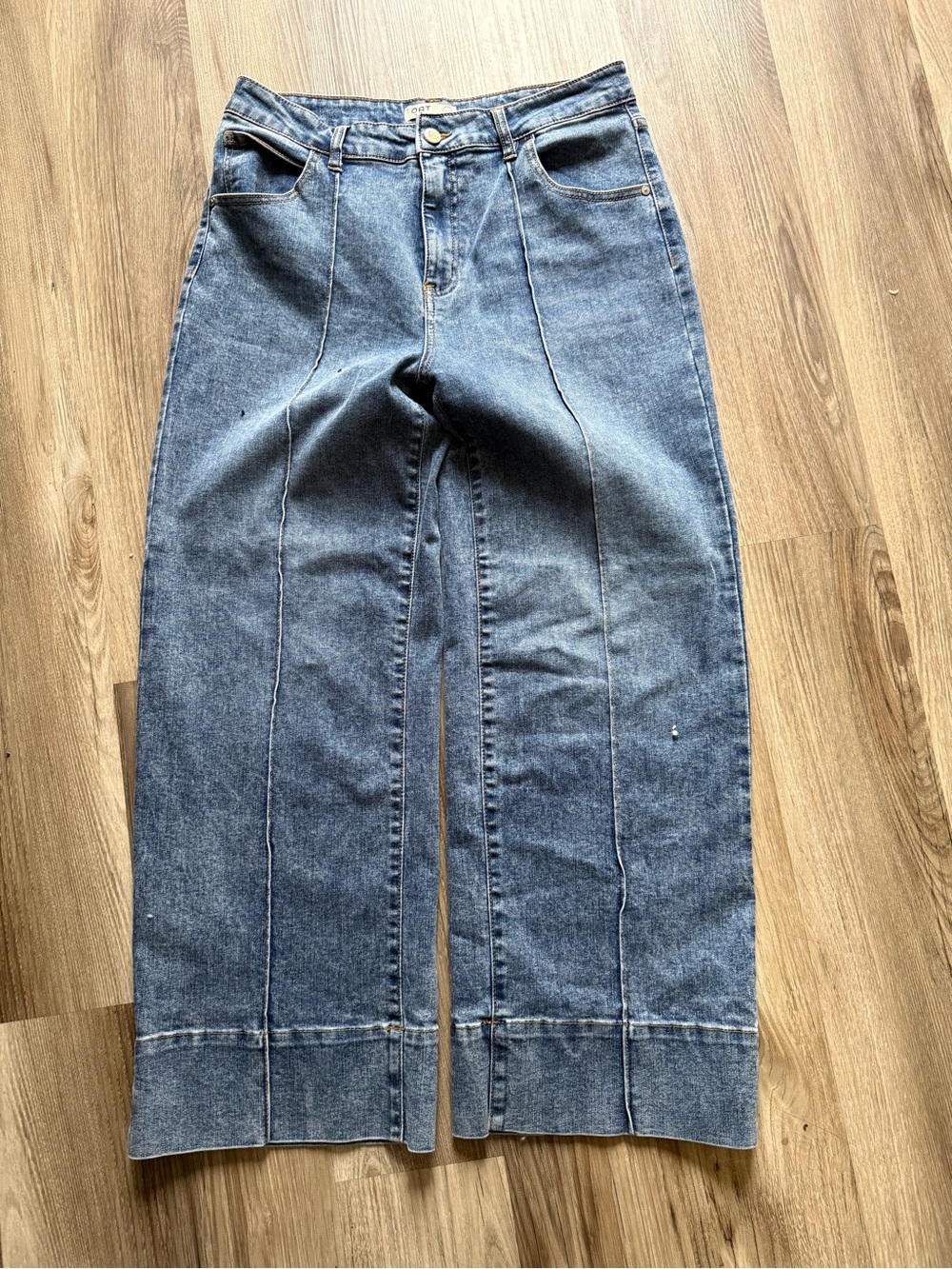 Oat New York Medium Blue Wide Leg Jeans with Front Seams
